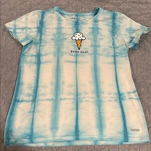 Life is Good Blue Tie-Dye T-Shirt